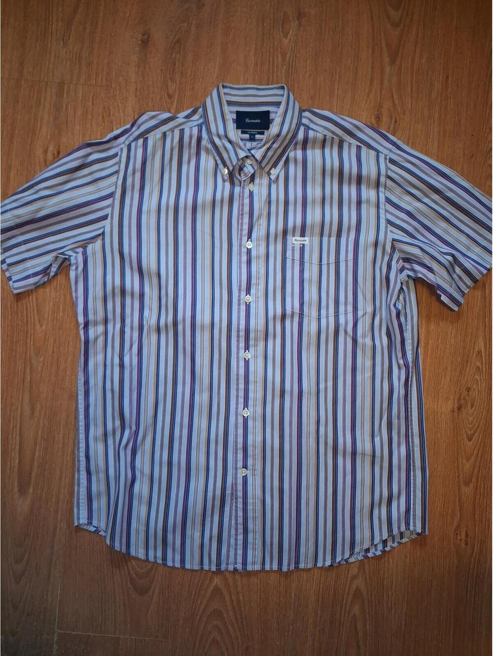 Faconnable Button Up Shirt Large Multicolor Striped Cotton